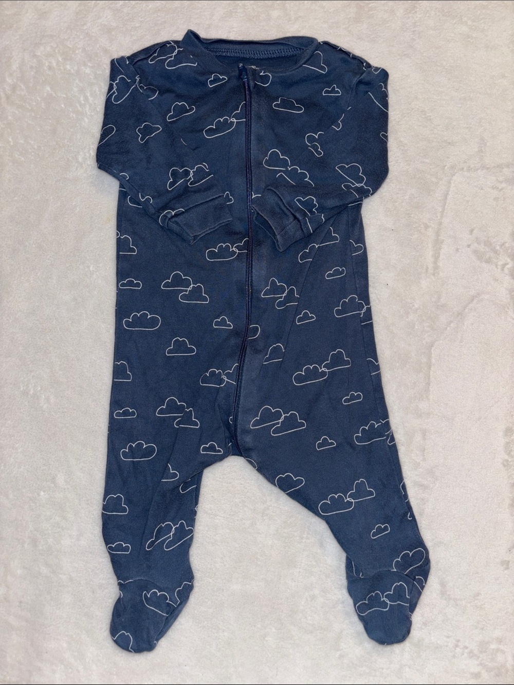 (2 for$10) George Navy Cloud-Print Footed Baby One-Piece zip up sleeper